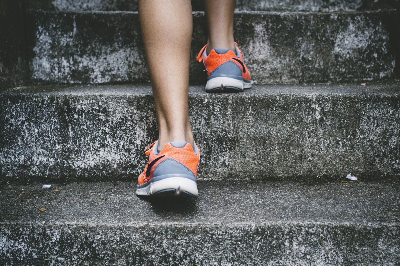Sneakers climbing stairs